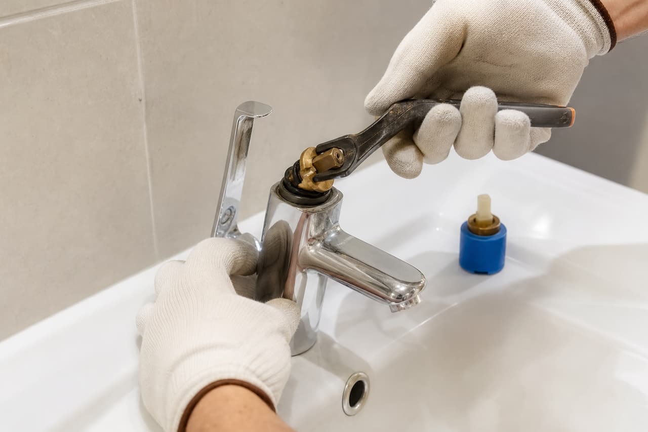 main enlève tête robinet cartouche neuve posée